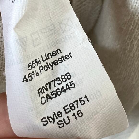 J.Crew Airspun Linen Blend Cardigan Sweater MEDIUM Beige Burnout V-Neck Preppy - Picture 3 of 7